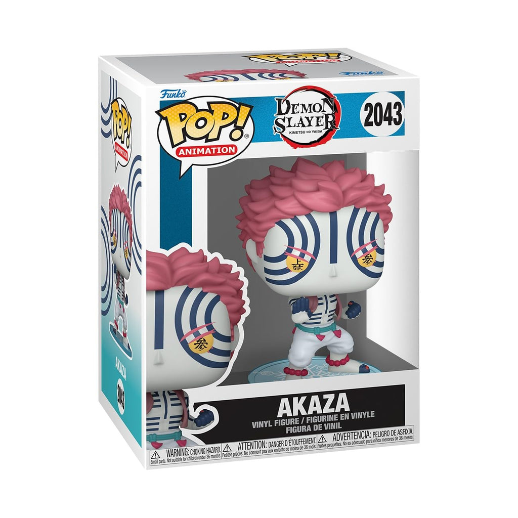 Authentic Funko Pop! vinyl figure of Akaza from Demon Slayer, featuring vibrant colors and unique design details.