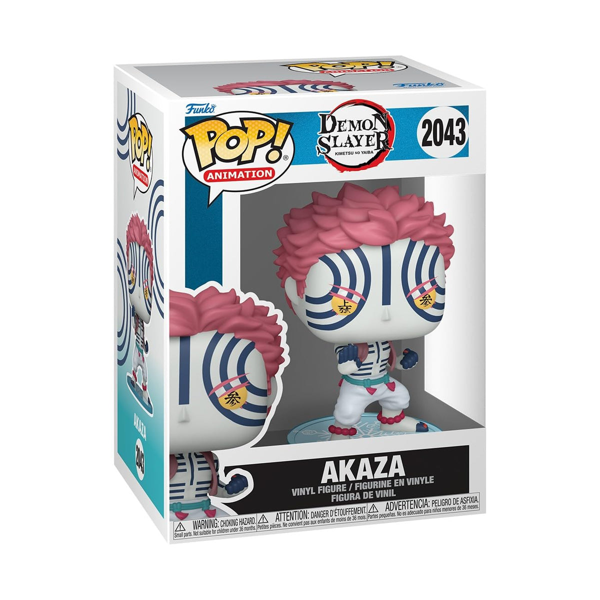 Authentic Funko Pop! vinyl figure of Akaza from Demon Slayer, featuring vibrant colors and unique design details.