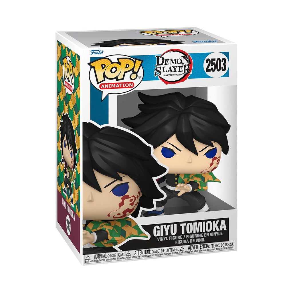 Authentic Funko POP! Animation Giyu Tomioka from Demon Slayer, featuring vibrant colors and detailed design.