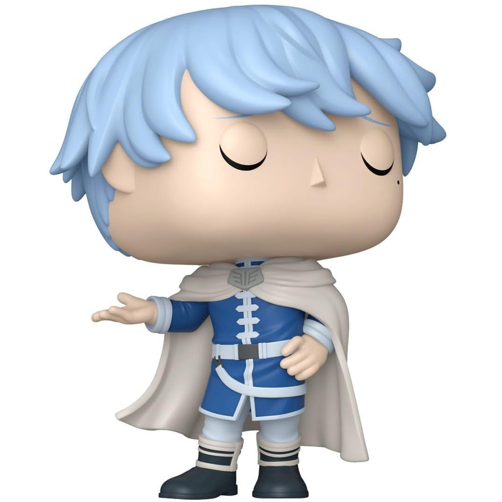 Official Funko POP! Animation figure of Frieren, featuring blue hair and a cape, perfect for collectors and fans.