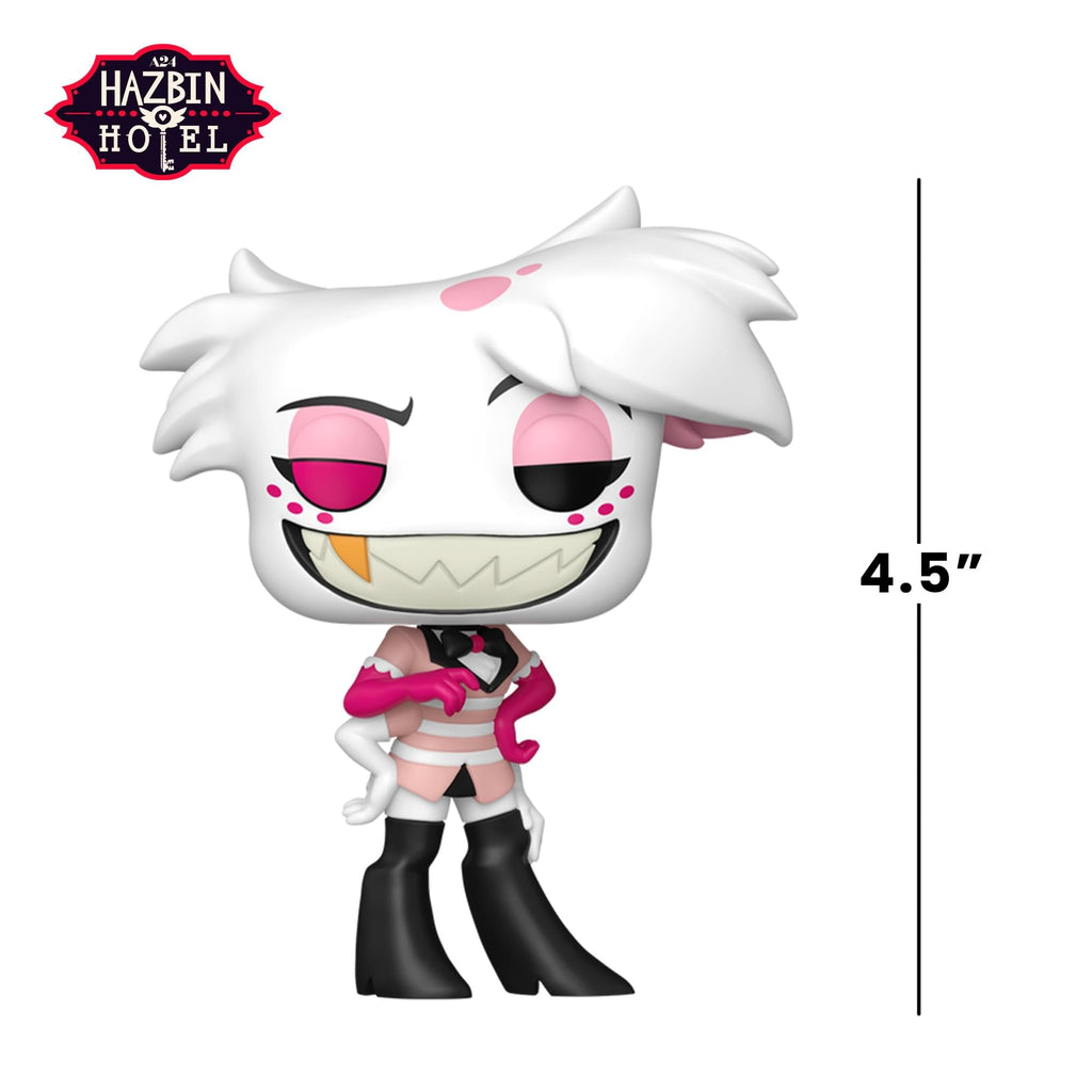 Premium imported Funko POP! figure of Ang from Hazbin Hotel, standing 4.5 inches tall, featuring vibrant colors and playful design.