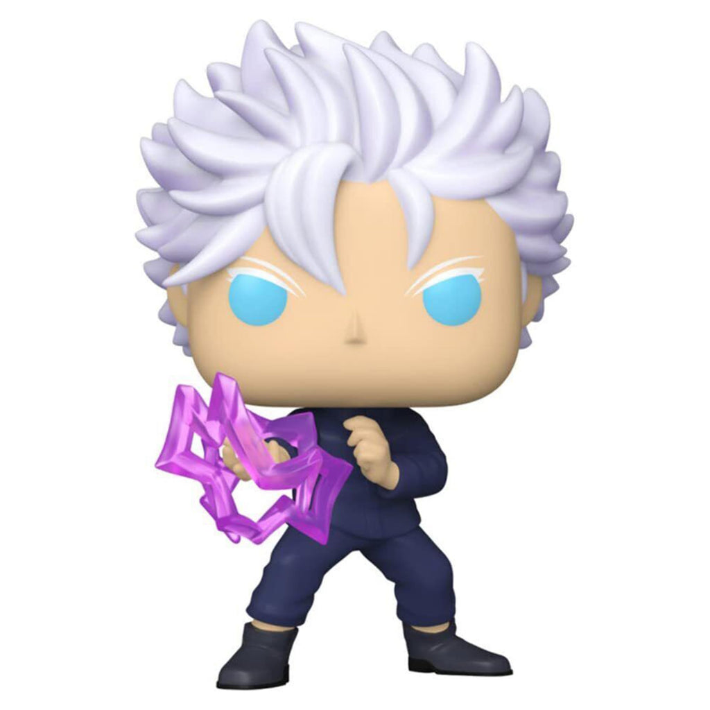Funko Pop! of Jujutsu Kaisen character holding a purple accessory. Available in India. Order online for delivery.