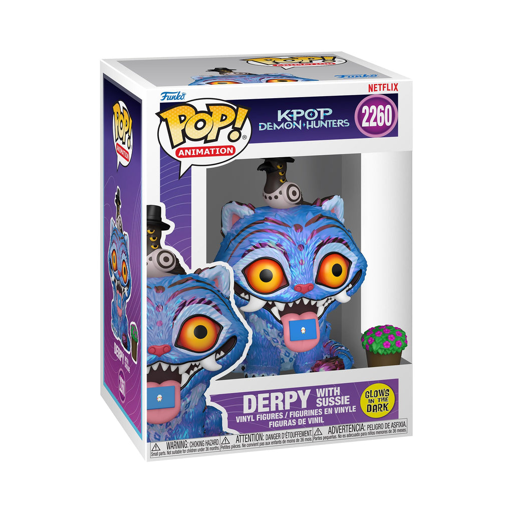 Official Funko Pop! figure of Kpop Demon Hunters featuring Derpy with Susies. 100% Genuine collectible that glows in the dark.