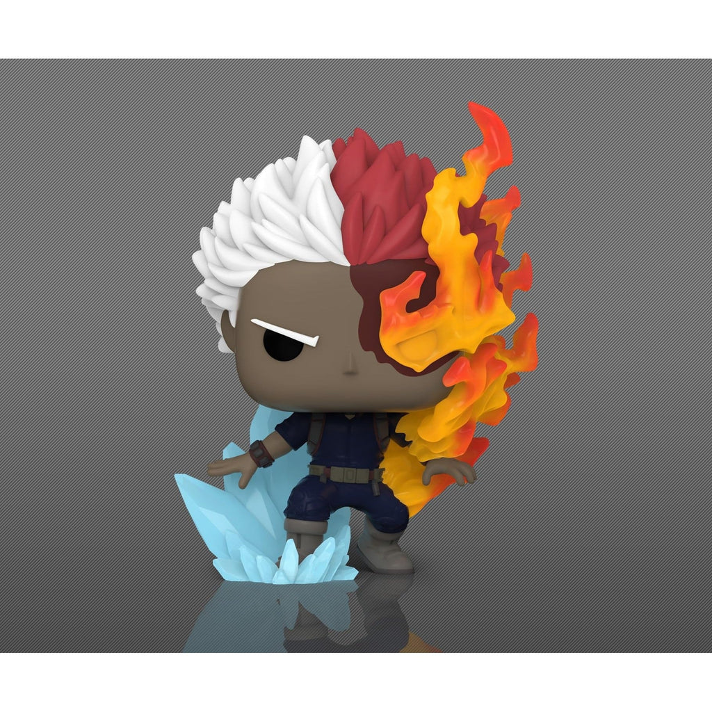 Official Funko POP! figure of My Hero Academia's Todoroki, showcasing his unique ice and fire powers with vibrant colors.
