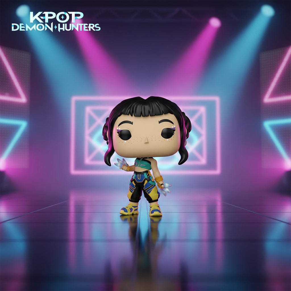 KPOP Demon Hunter Funko Pop! figure under vibrant stage lights. Available in India. Order online now!