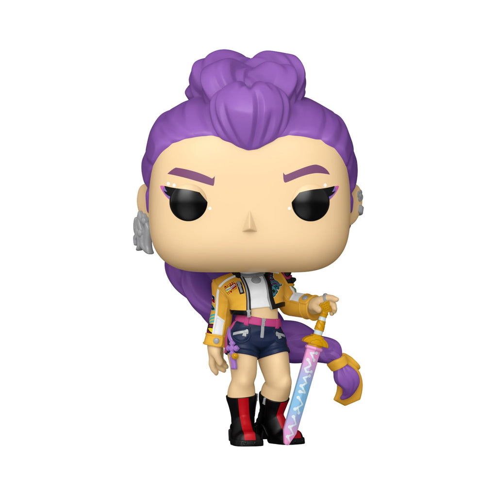 Discover the Netflix Kp Funko POP! figure featuring a detailed character with purple hair and a sword. Verified by CuratCart.