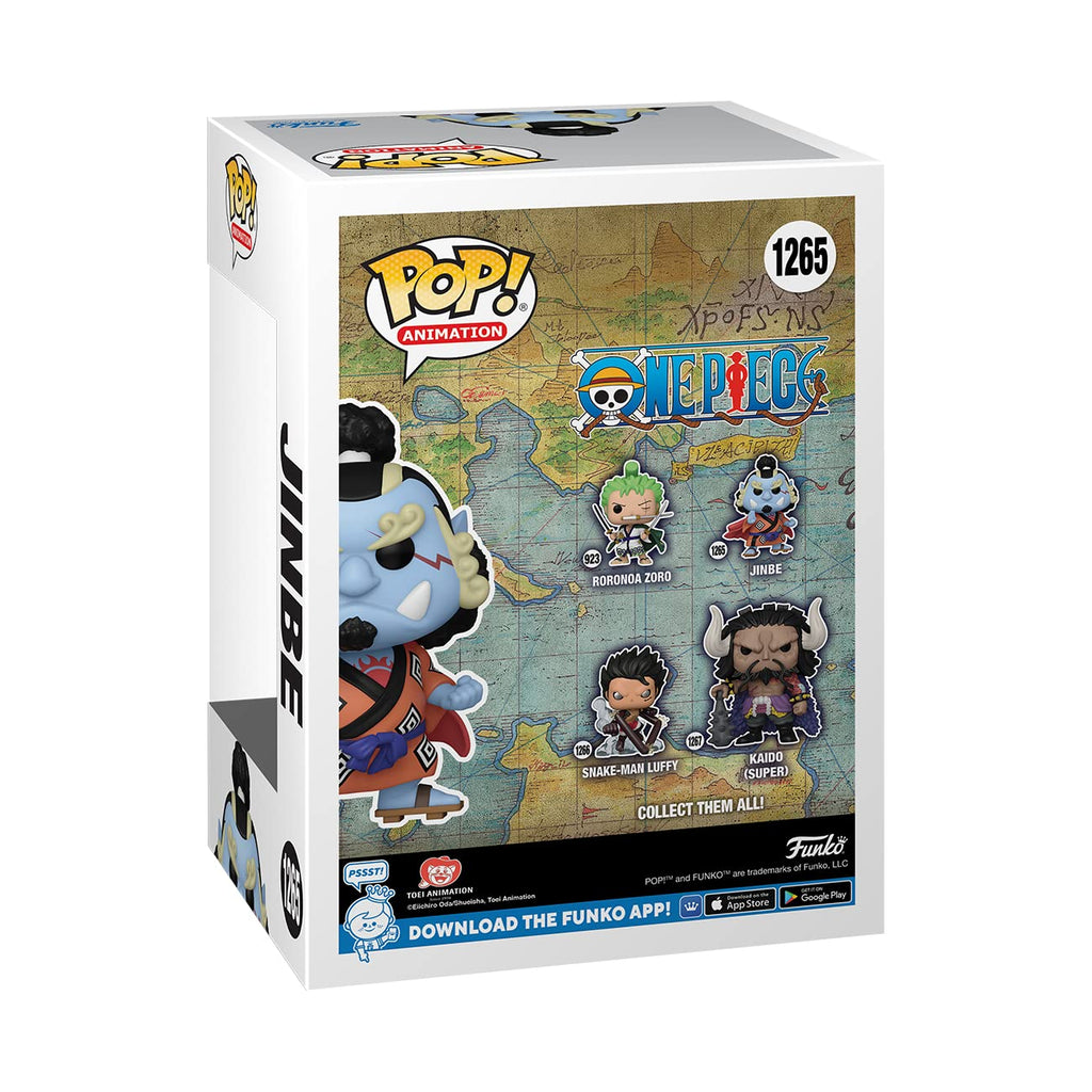 Collectible Funko POP! of Jinbe from One Piece, featuring vibrant colors and detailed design. Verified by CuratCart.