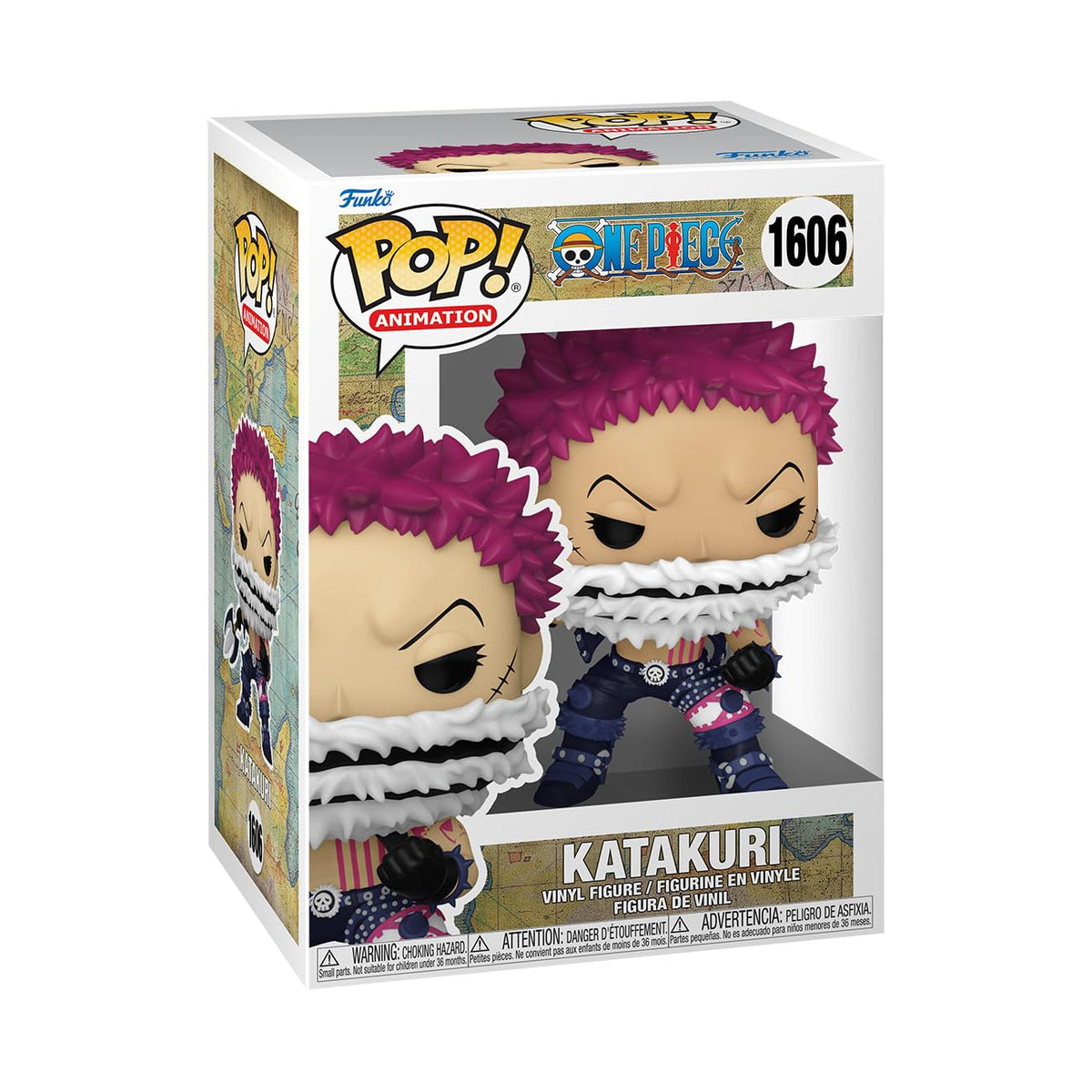 Authentic Funko POP! figure of Katakuri from One Piece, featuring vibrant colors and iconic details in a collector's box.