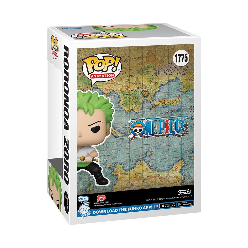 Roronoa Zoro Funko POP! figure from One Piece, features vibrant design and iconic details. Verified by CuratCart.