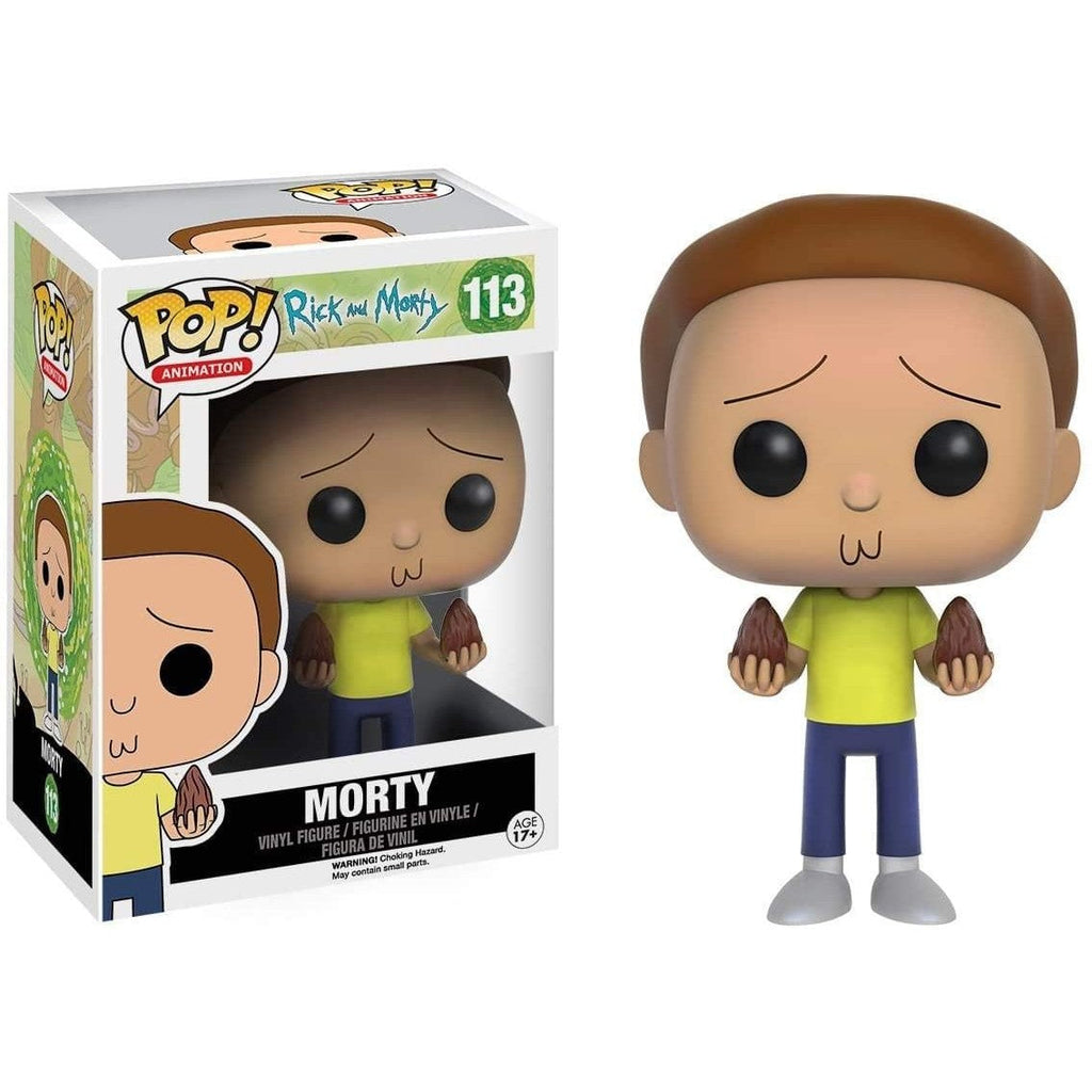 Imported Funko POP of Morty from Rick & Morty, featuring his signature anxious expression and iconic yellow shirt.