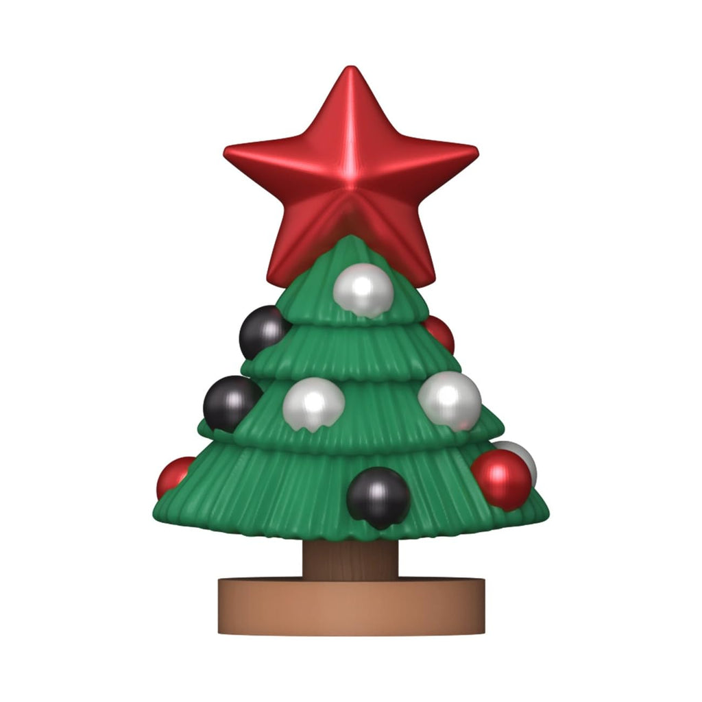 Authentic Funko Pop! Bitty Countdown Calendar featuring a festive Christmas tree with colorful ornaments and a star.