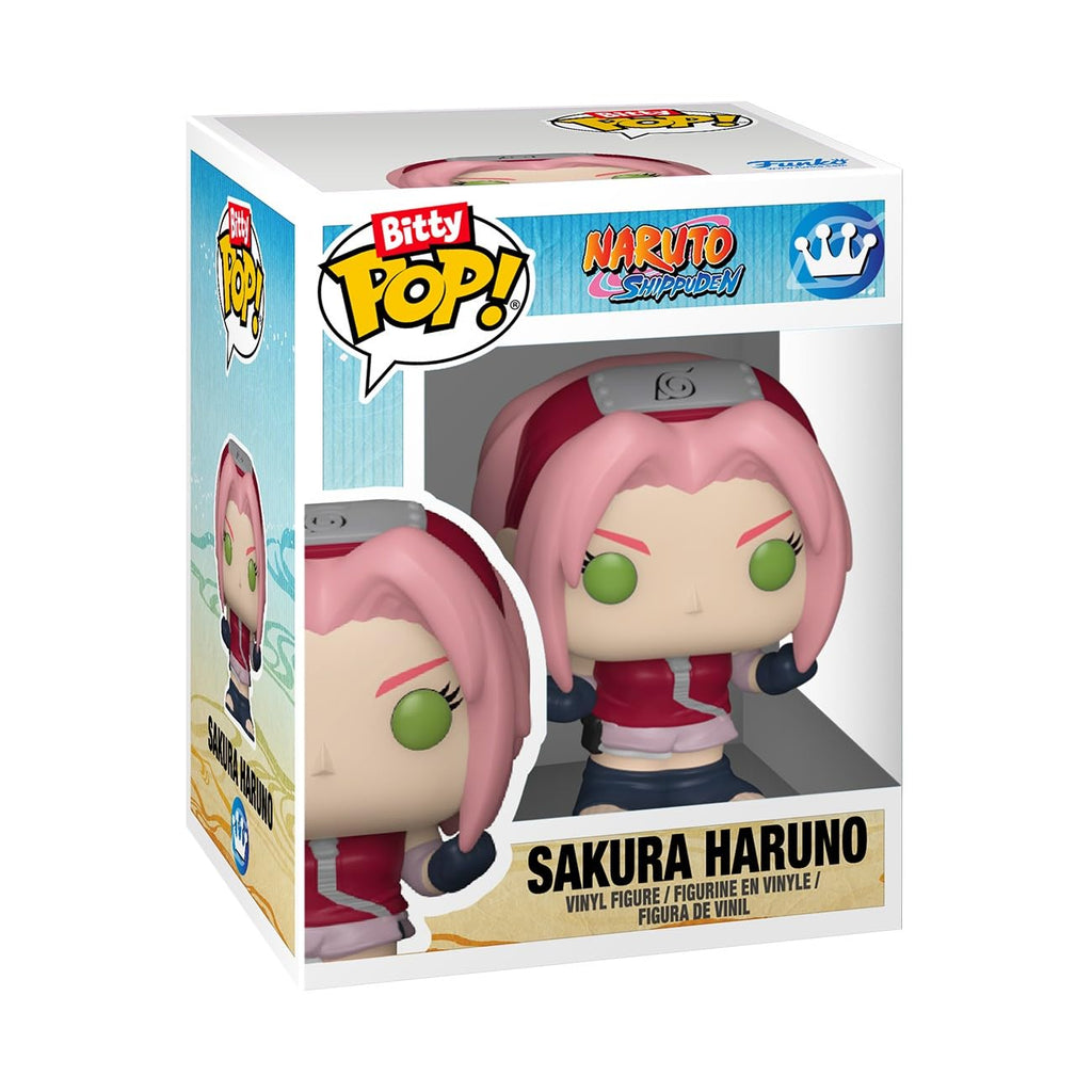 Official Bitty Pop! vinyl figure of Sakura Haruno from Naruto Shippuden, in original packaging with vibrant details.