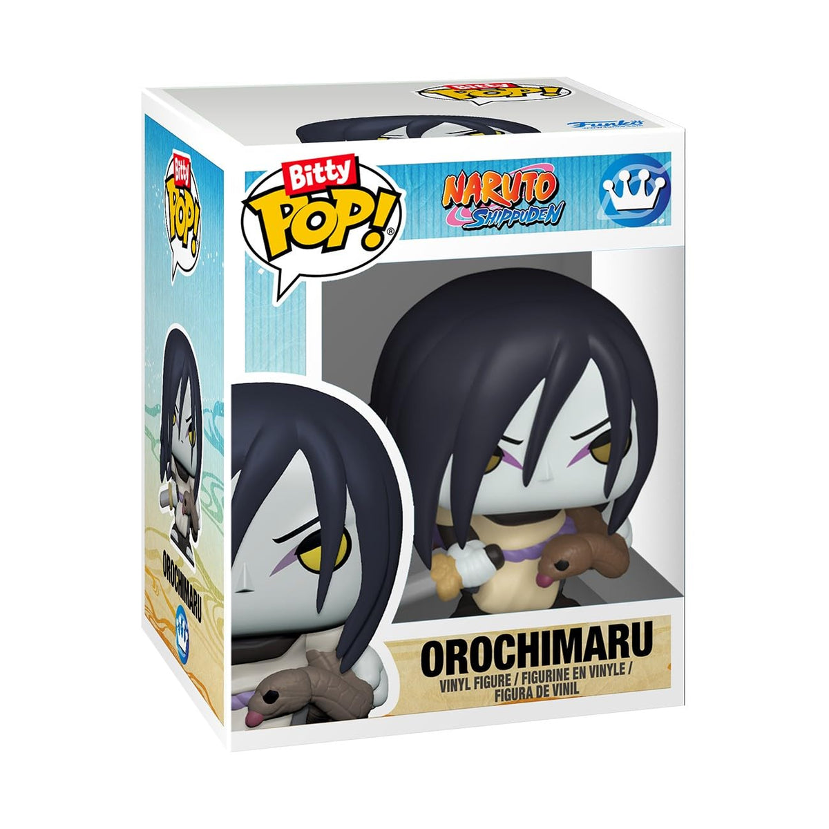 Official Funko Pop! Bitty Vinyl Figure of Orochimaru from Naruto Shippuden. Original packaging, collectible design.