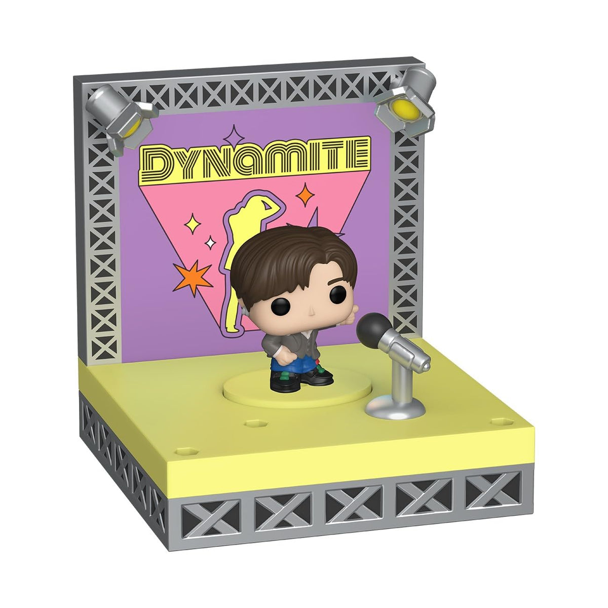 Premium imported Funko Pop! Bitty Stages figure of BTS, featuring a singer on stage with vibrant colors and dynamic design.