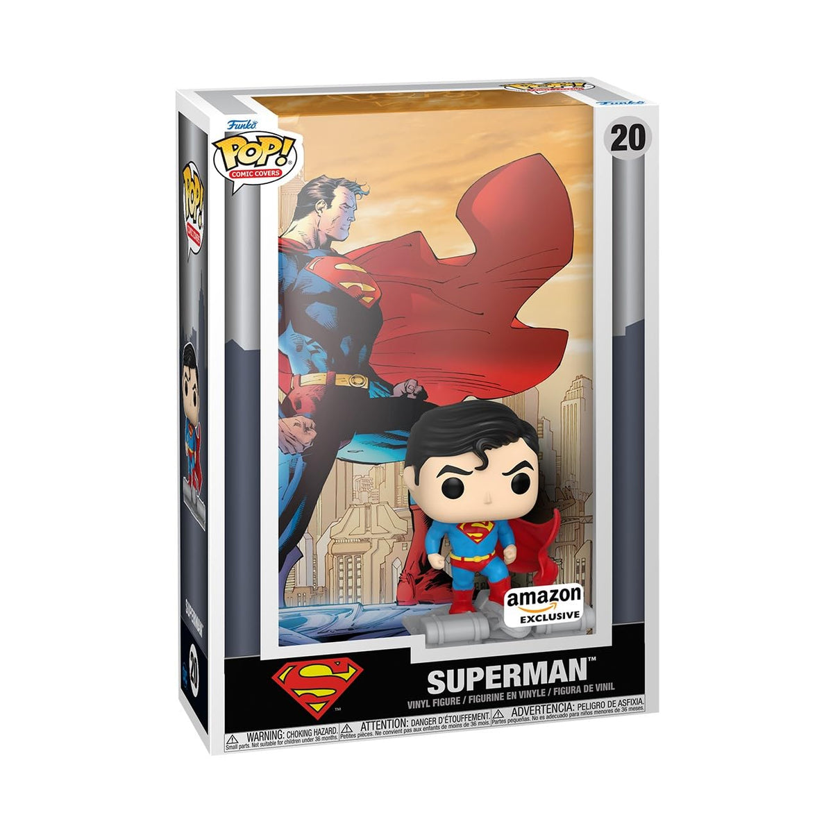 Authentic Funko Pop Comic Cover featuring Superman in vibrant colors, an Amazon exclusive. Perfect for collectors!