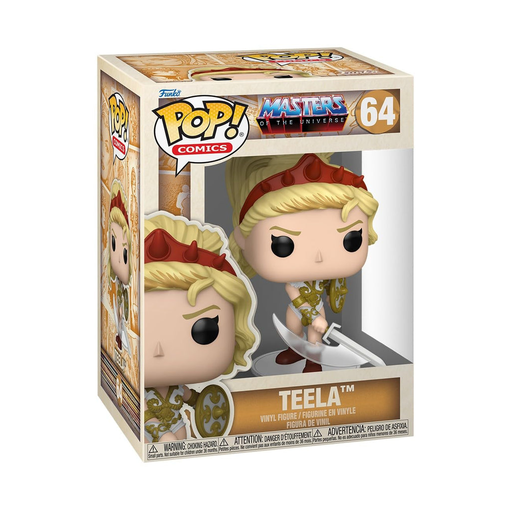 100% authentic Funko Pop! Teela figure from Masters of the Universe, showcasing vibrant colors and intricate details.