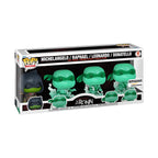 Authentic Funko Pop set featuring Michelangelo, Raphael, Leonardo, and Donatello in unique designs. Perfect for collectors!