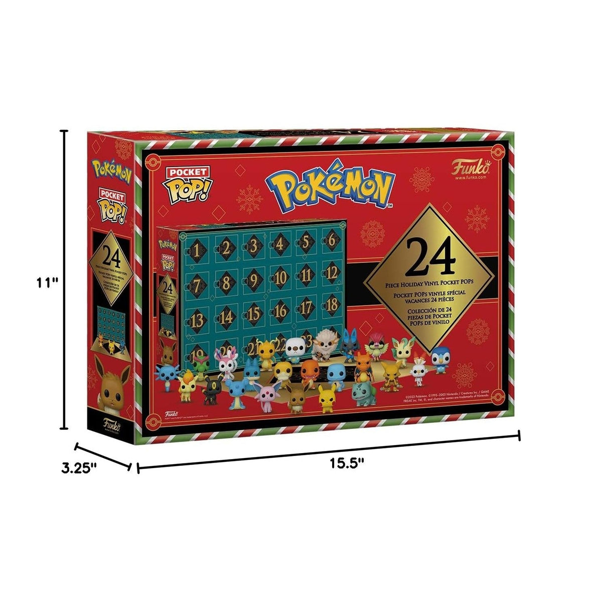 Discover 24 exclusive Pocket Pop! figures in this original Funko calendar featuring your favorite Pokemon, perfect for fans!