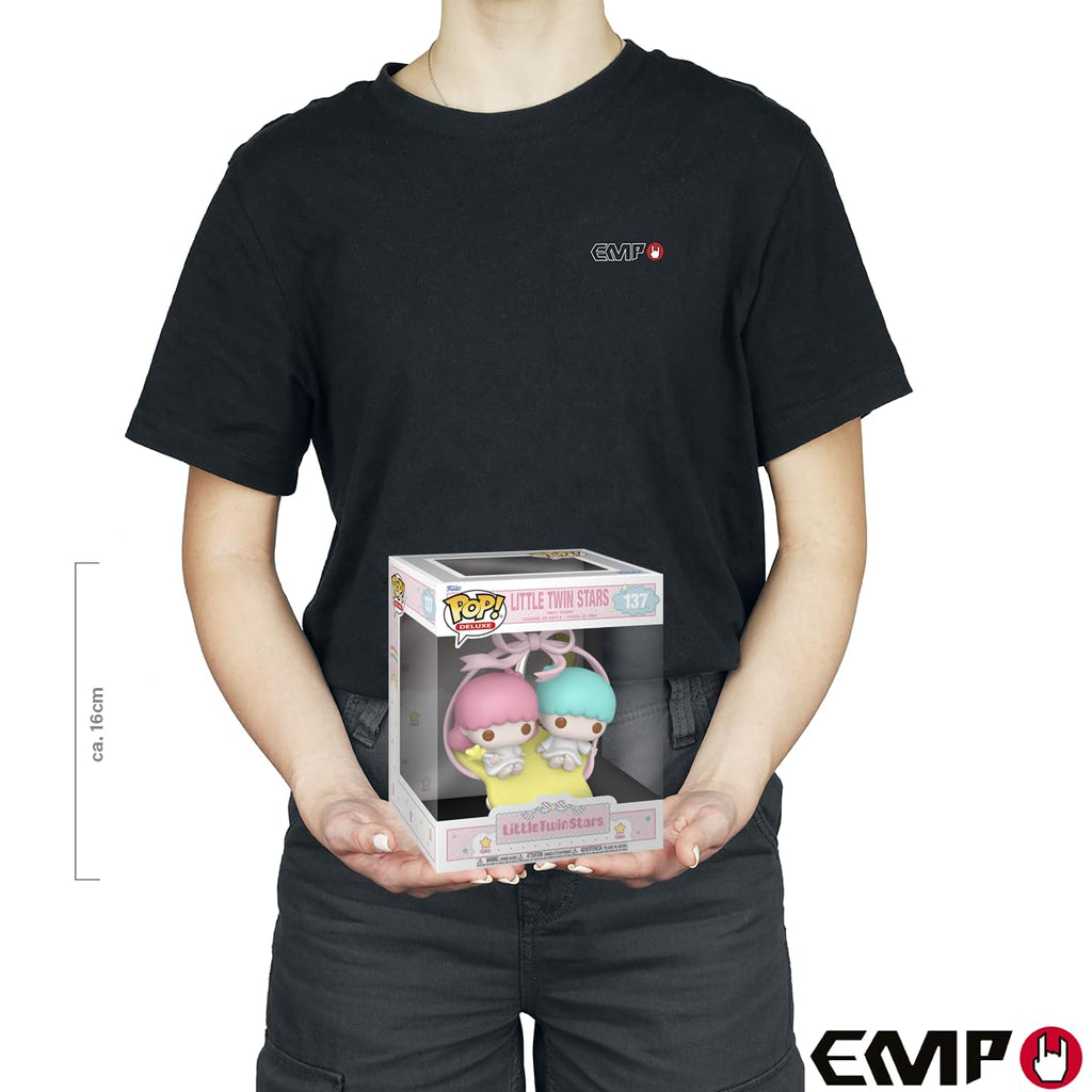 Premium imported Funko POP! Deluxe features Hello Kitty and Little Twin Stars in vibrant colors, perfect for collectors.