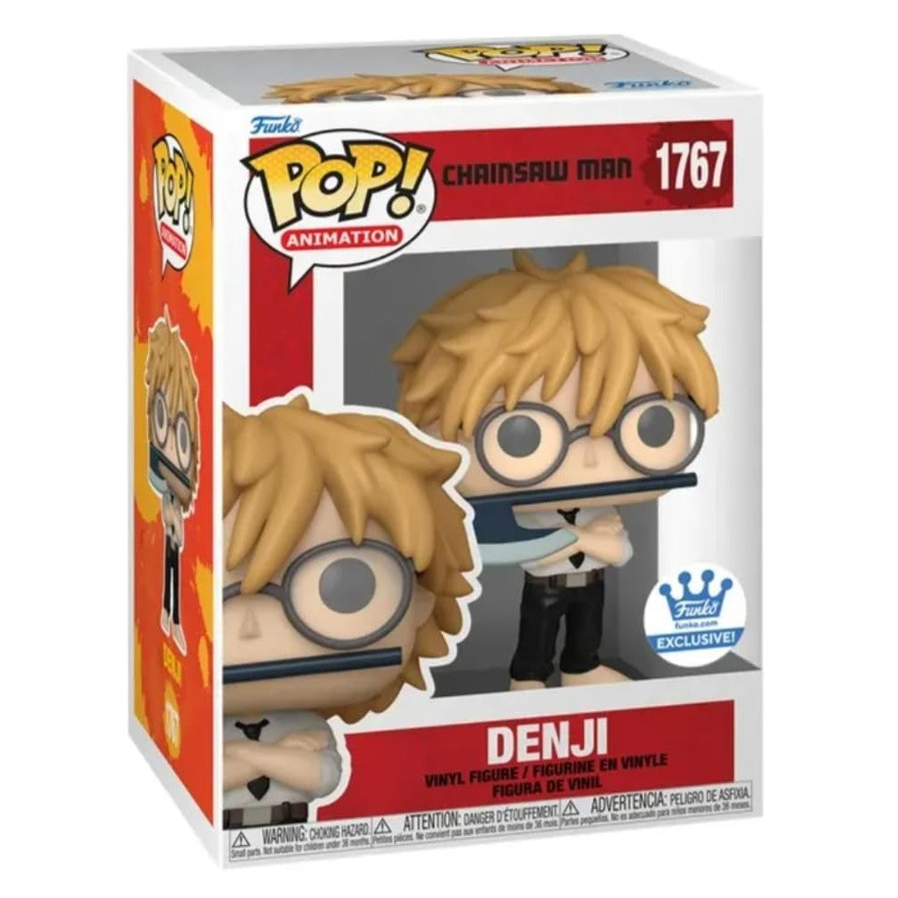 100% authentic Funko Pop Denji from Chainsaw Man, featuring distinctive blonde hair and iconic chainsaw. A must-have collectible!