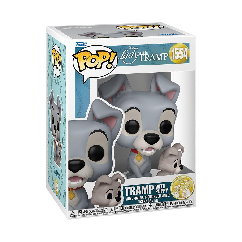 Authentic Funko POP! vinyl figure of Tramp from Disney's Lady and the Tramp, includes puppy accessory, 100% genuine.