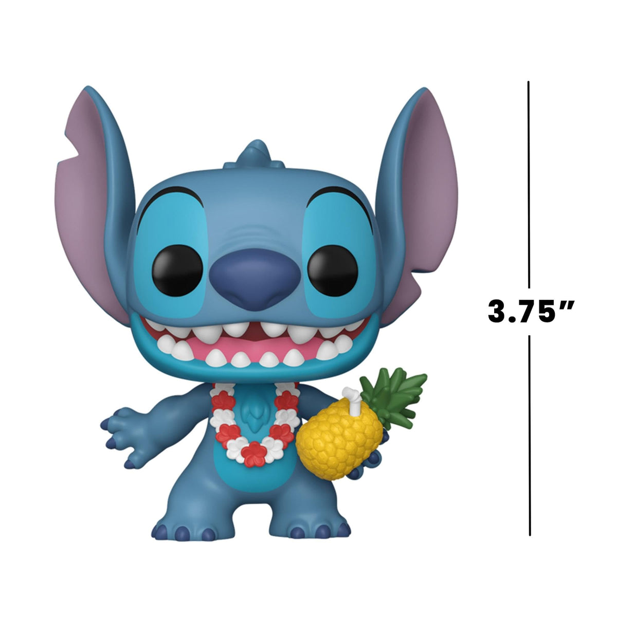 Premium imported Funko POP! figure of Stitch from Disney's Lilo & Stitch, featuring a pineapple and measuring 3.75 inches.