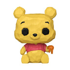 Adorable Funko Pop! Winnie the Pooh figure in yellow with black eyes, holding honey. Available online now!