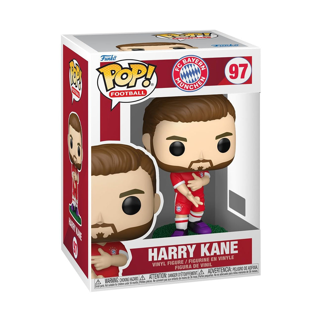 Authentic Funko Pop! figure of Harry Kane in Bayern Munich kit, ready for passionate football fans and collectors.