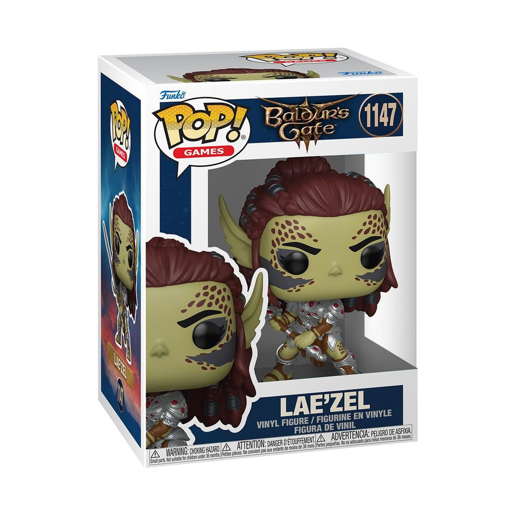100% Authentic Funko POP! vinyl figure of Lae'zel from Baldur's Gate 3, showcasing intricate details and unique design.