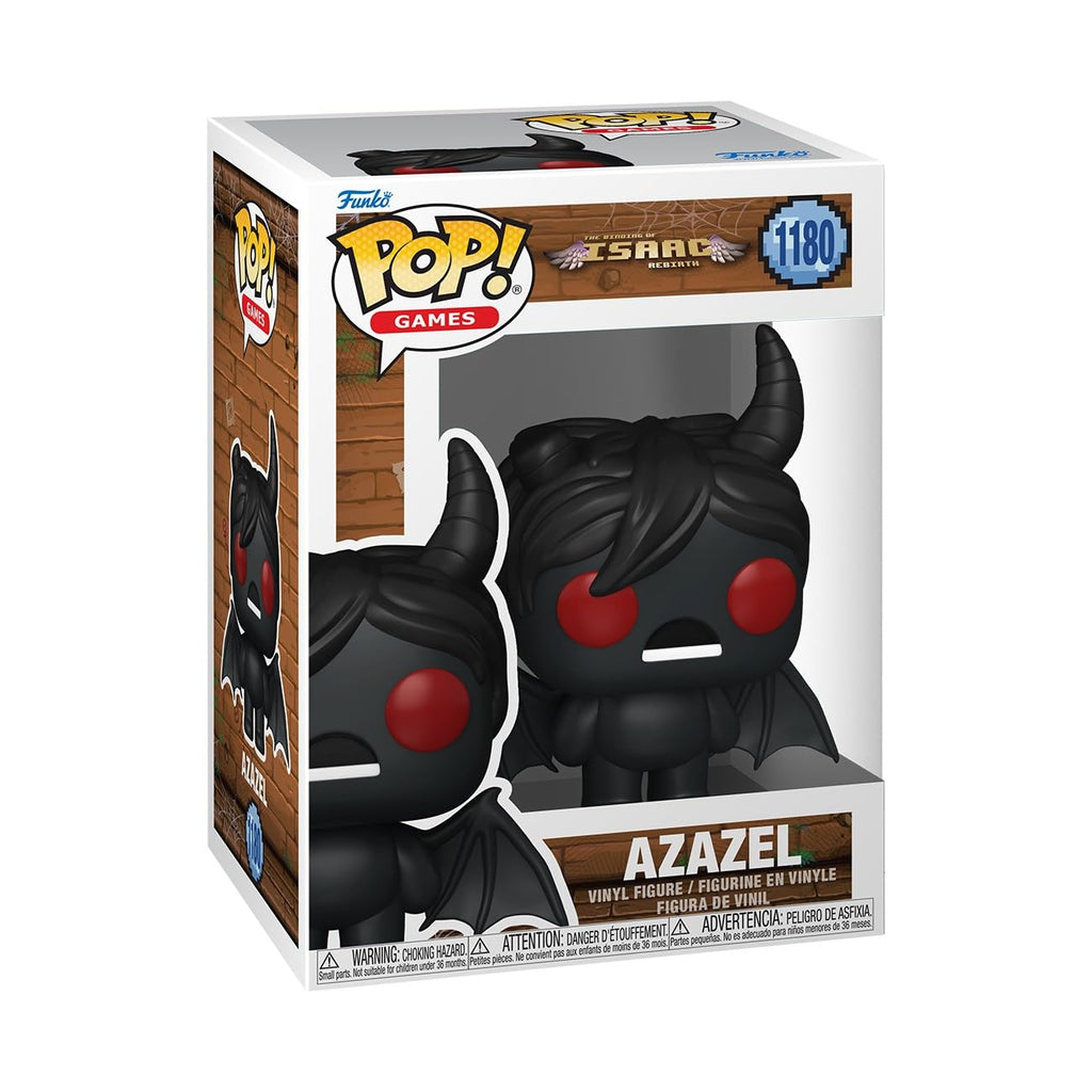 100% authentic Funko POP! vinyl figure of Azazel from Binding of Isaac, featuring striking horns and red eyes.