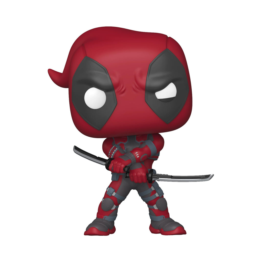 Deadpool Funko POP! figure with swords, ready for action. Available in India, order online for a fun collectable!