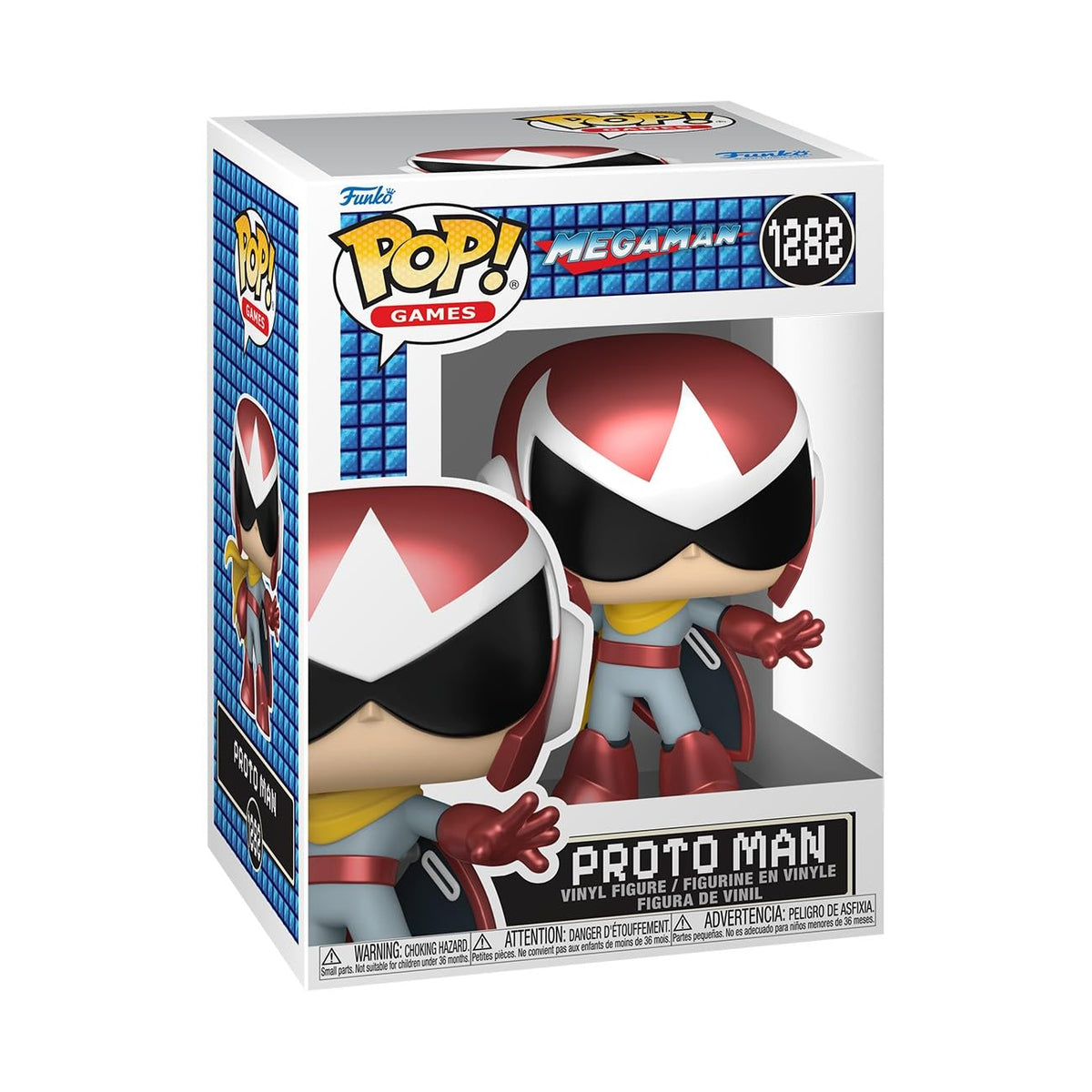 Authentic Funko Pop! Vinyl figure of Proto Man from Mega Man, showcasing vibrant colors and detailed design, ideal for collectors.