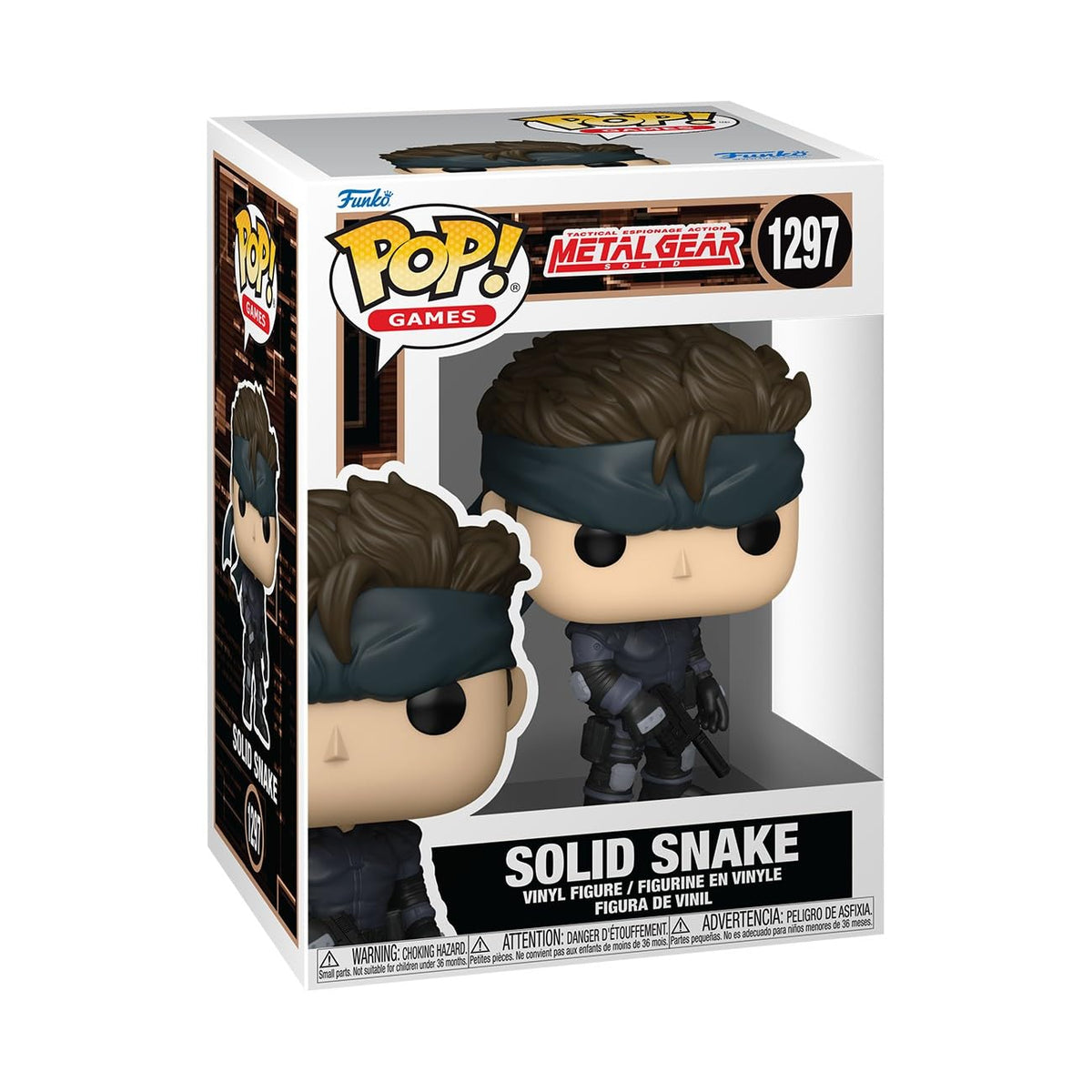 100% genuine Funko POP! figure of Solid Snake from Metal Gear Solid, featuring detailed design in a collectible box.