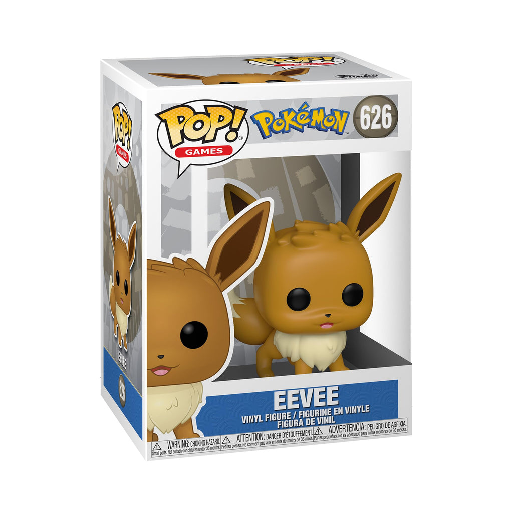 100% authentic Funko POP! figure of Eevee from Pokemon, showcasing its adorable design in a collectible box.
