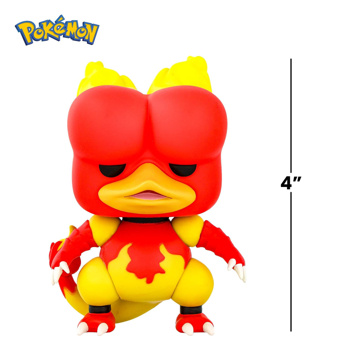 Premium imported Funko POP! Magmar figure stands 4 inches tall. A vibrant red and yellow design, perfect for Pokemon collectors.