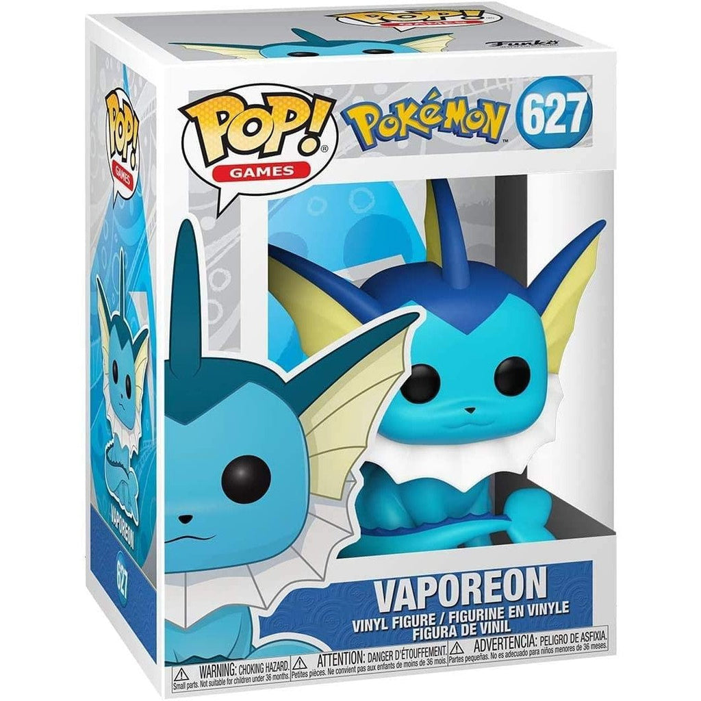 Premium imported Funko POP! figure of Vaporeon from Pokémon, featuring vibrant colors and unique design.