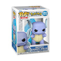 100% Genuine Funko Pop! figure of Wartortle from Pokemon, featuring blue colors and distinctive ear details.