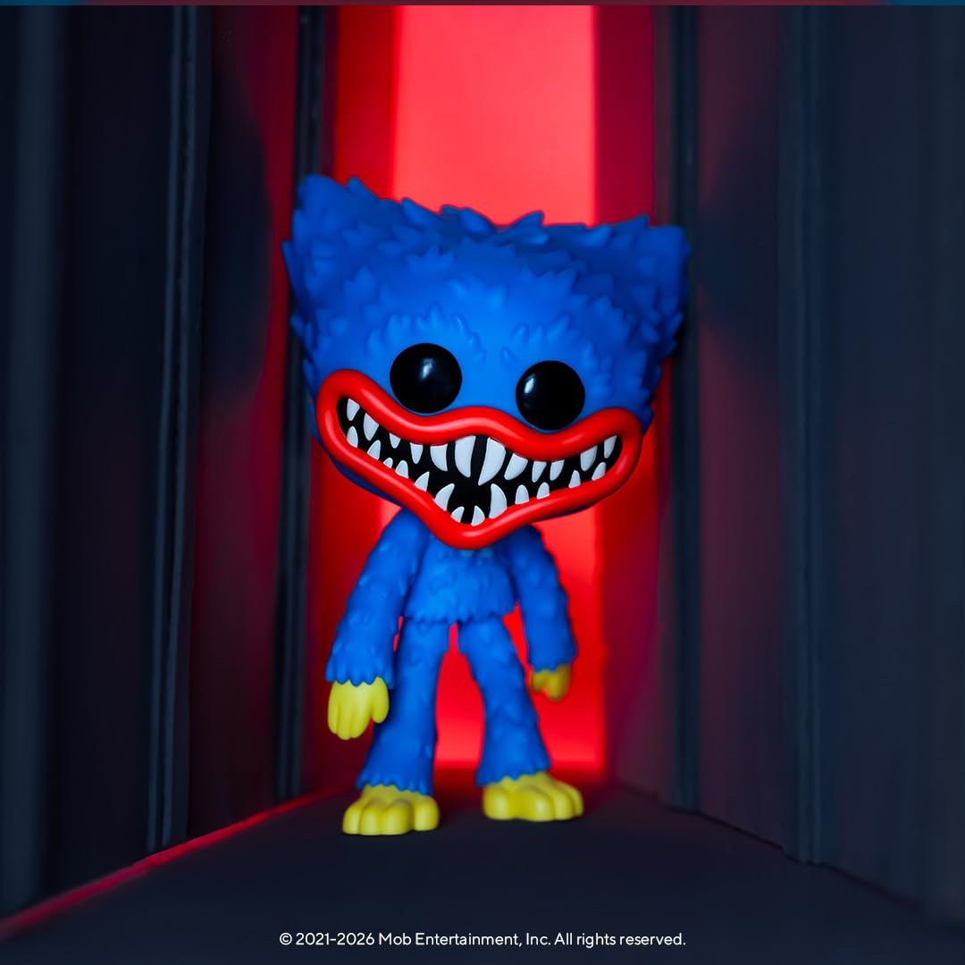 Cute blue Huggy figure from Poppy Playtime, with colorful details and a menacing grin. Verified by CuratCart.