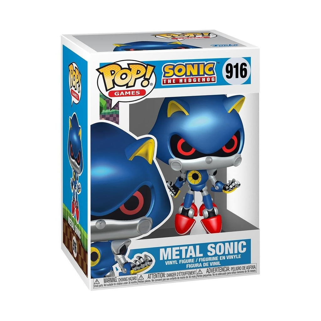 Authentic Funko POP! figure of Metal Sonic from Sonic the Hedgehog, vibrant colors and detailed design in original packaging.