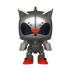 Collectible Funko POP! figure of Sonic the Hedgehog, featuring a metallic look and vibrant red accents. Verified by CuratCart.