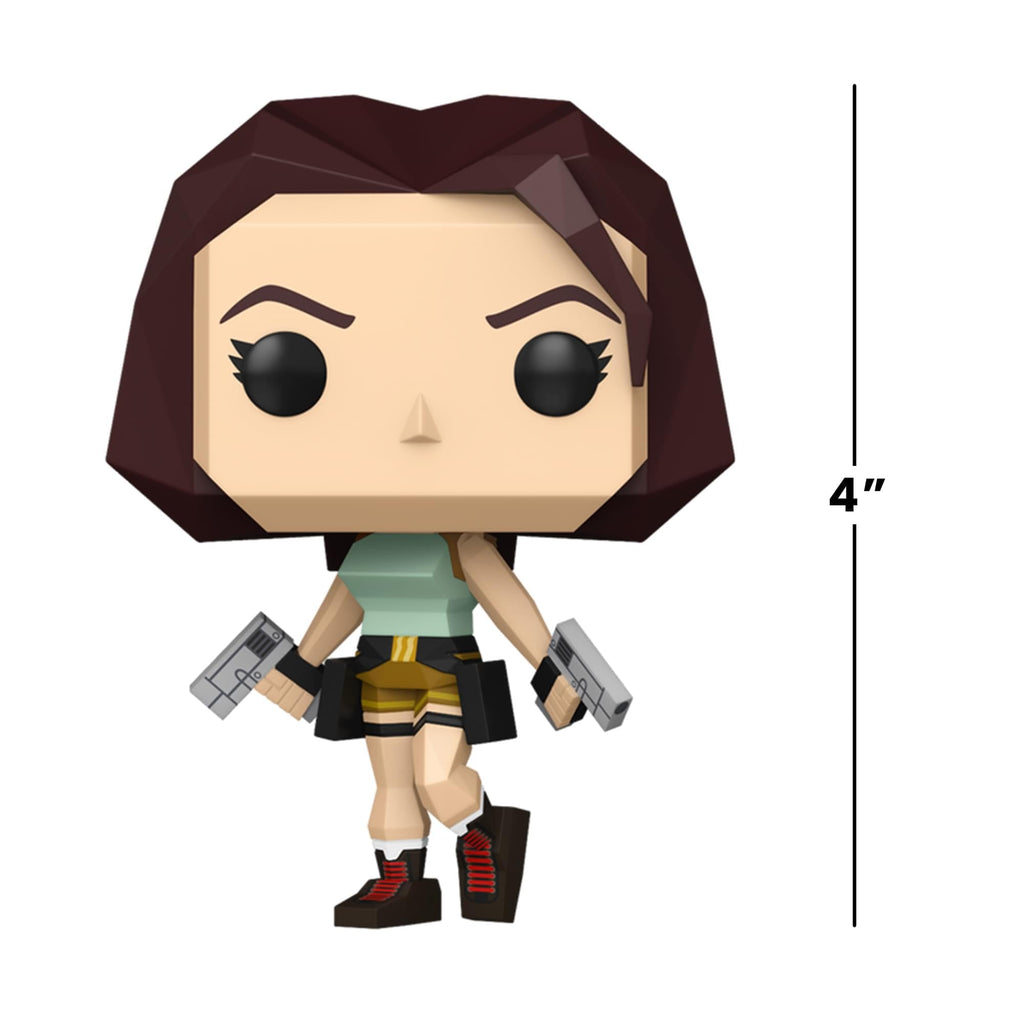 Premium imported Funko POP! featuring Lara Croft from Tomb Raider, standing 4 inches tall with dual pistols.