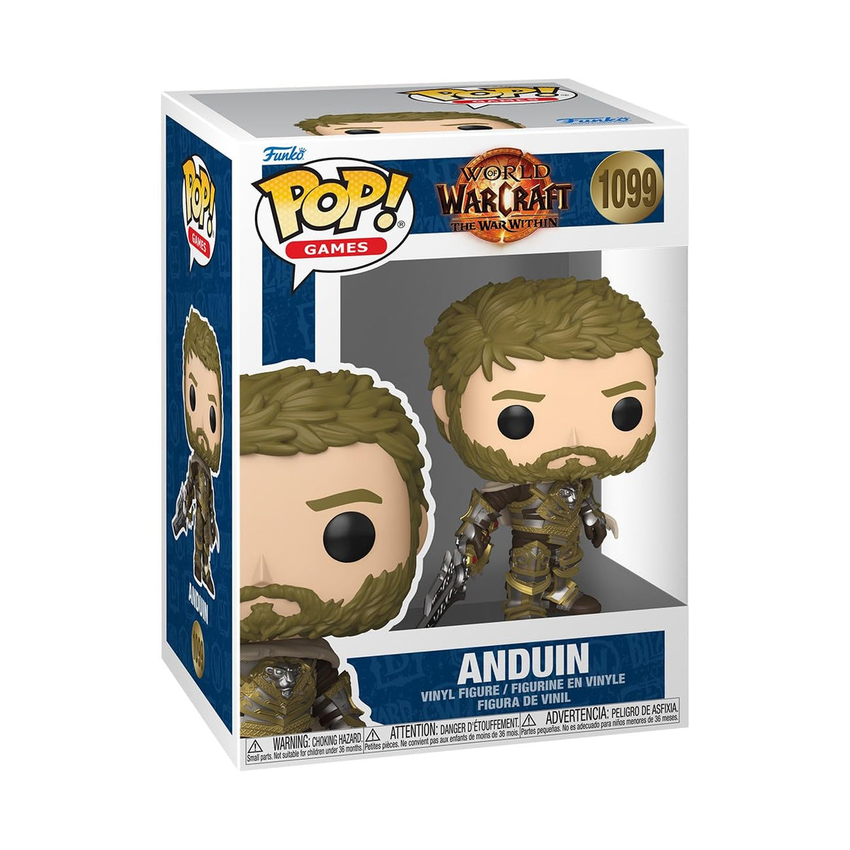 Authentic Funko POP! Games Anduin figure from World of Warcraft, featuring detailed design and original packaging.