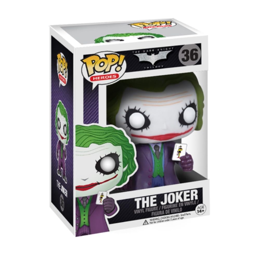 100% Genuine Funko POP! The Joker from The Dark Knight. Collectible vinyl figure, detailed design, perfect for fans!