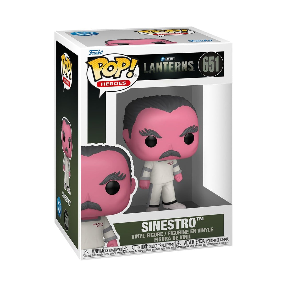 Authentic Funko POP! Heroes DC Lanterns Sinestro vinyl figure, featuring vibrant colors and iconic design.