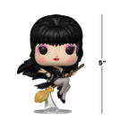 This 5-inch Funko POP! figure features Elvira, Mistress of the Dark, seated on a broom, showcasing her signature style. Premium imported collectible.