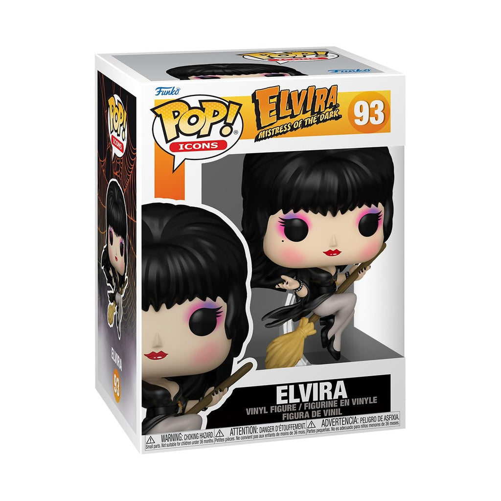 Authentic Elvira, Mistress of the Dark Funko POP! vinyl figure in box, numbered 93 for collectors.