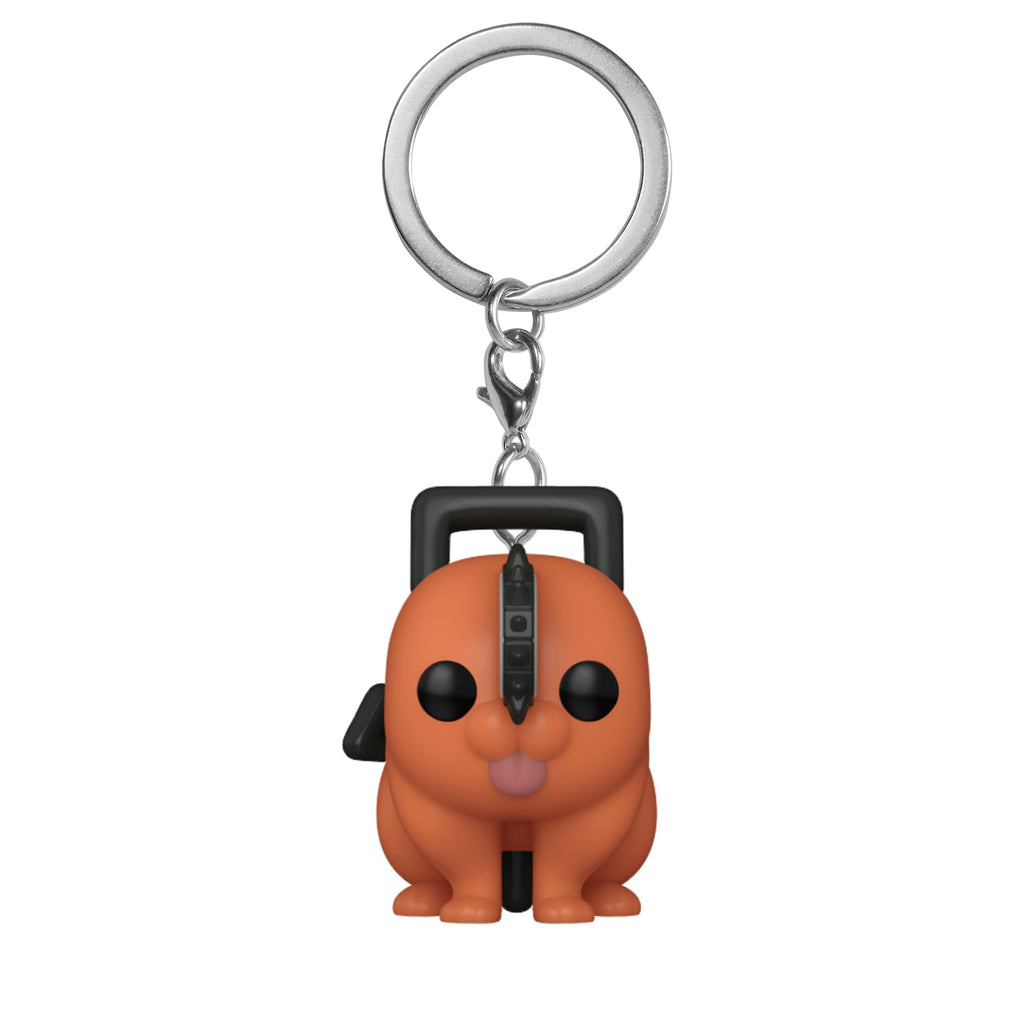 100% Genuine Funko POP! Keychain featuring Poch from Chainsaw Man, vibrant design with chainsaw detail.