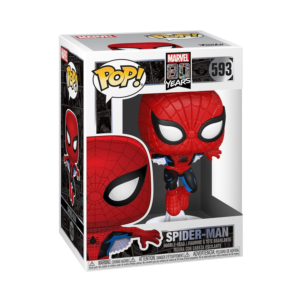 100% Genuine Funko POP! Marvel Spider-Man figure celebrating 80th anniversary with vibrant detailing, ideal for collectors.