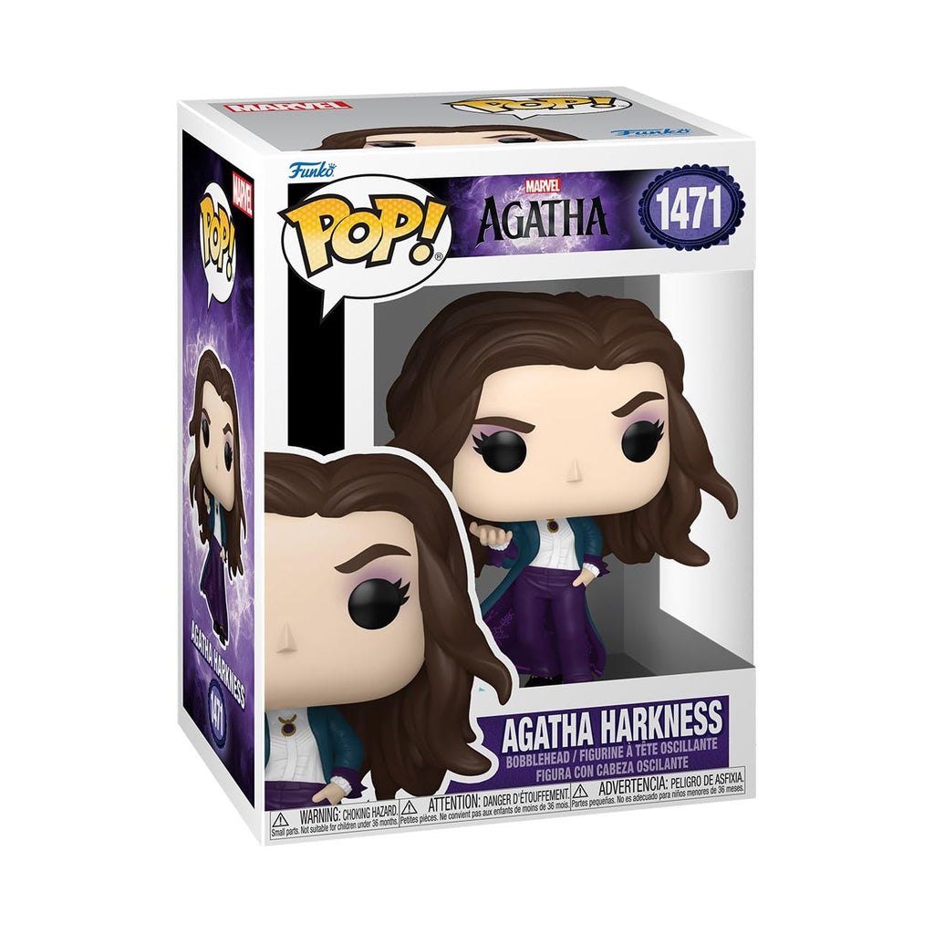 100% Genuine Agatha Harkness Funko POP! from Marvel's 'Coven of Chaos', features her iconic look in a collectible box.