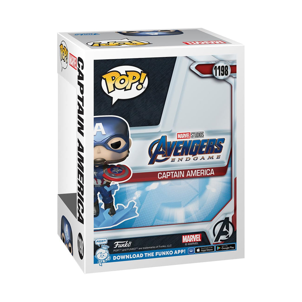 Funko POP! Marvel Avengers Endgame Captain America figure with box packaging. Verified by CuratCart for authenticity.